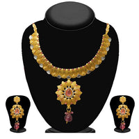 Kriaa Pink Stone Kundan Necklace Set