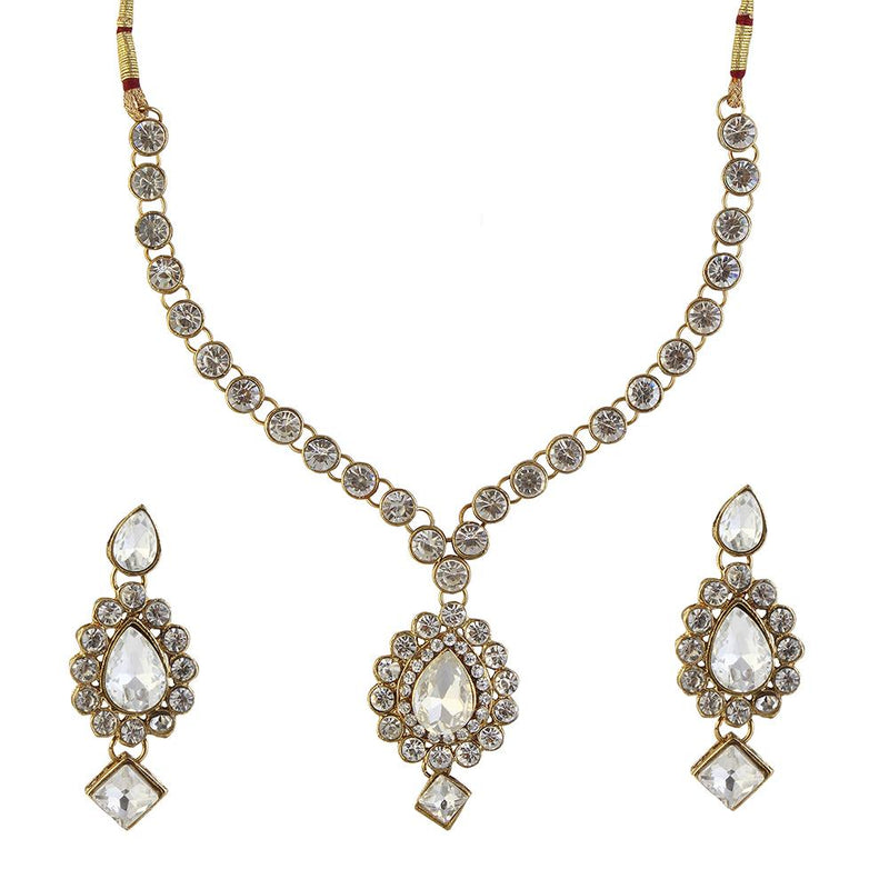 Kriaa Gold Plated Austrian Stone Necklace Set - 2105201