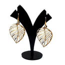 Kriaa Gold Plated Leaf Design Dangler Earrings - 2105437