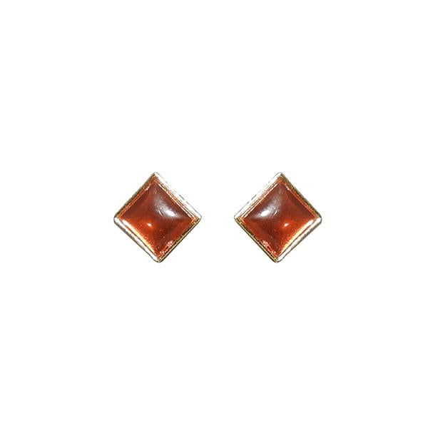 Kriaa Gold Plated Maroon Pota Stone Stud Earrings - 2105444