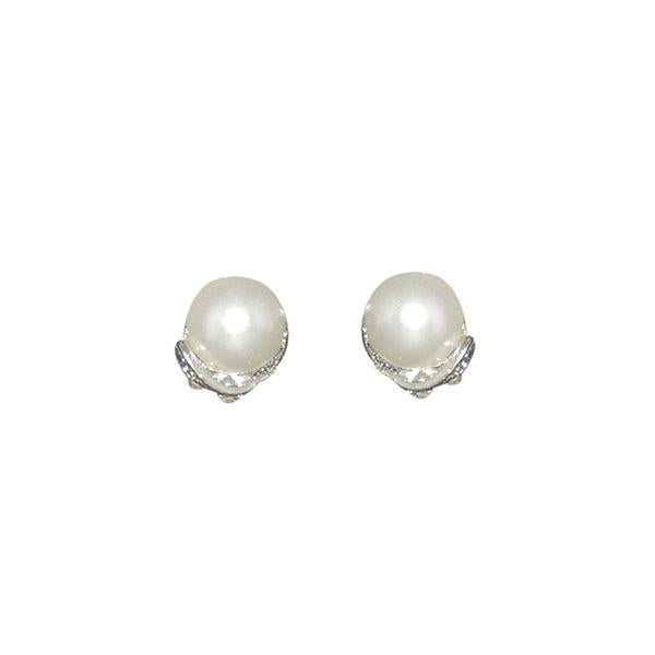 Kriaa Silver Plated White Pearl Stud Earrings - 2105445