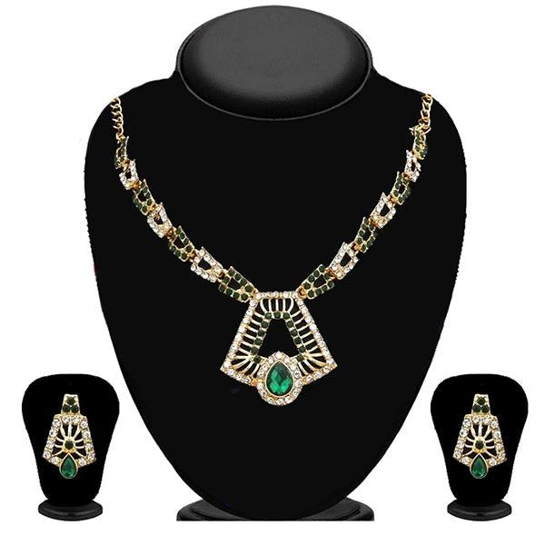 Kriaa Green Austrian Stone Gold Plated Necklace Set - 2105616