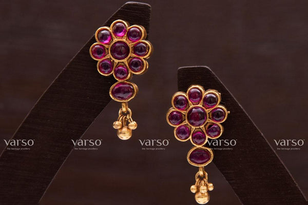 Varso Kempu  Gold Antique  Brass Alloy Ball Dangler Earrings  - 211006