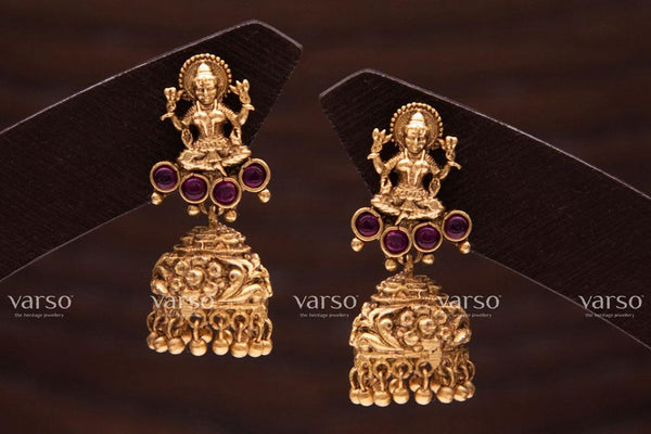 Varso Kempu Gold Antique  Brass Alloy Ball Dangler Earrings  - 211038