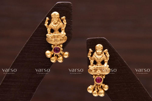 Varso Kempu Gold Antique  Brass Alloy Ball Studs Earrings  - 211039