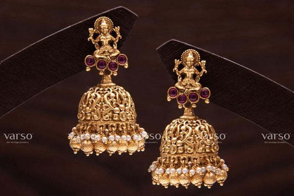 Varso Kempu Gold Alloy Ball & Pearl Jhumkas  Earrings  - 211060