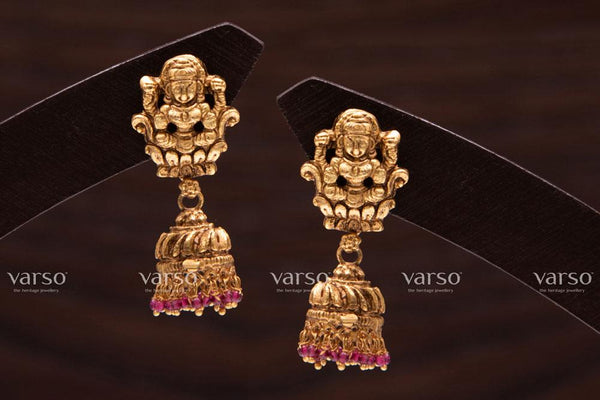 Varso  Gold Alloy Ruby Jhumkas  Earrings  - 211062