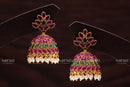 Varso Kempu &  Emerald Gold Alloy Pearl Jhumkas  Earrings  - 211074