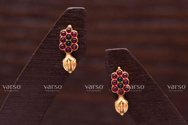 Varso Kempu & Green Gold  Alloy Pearl Studs Earrings  - 211084