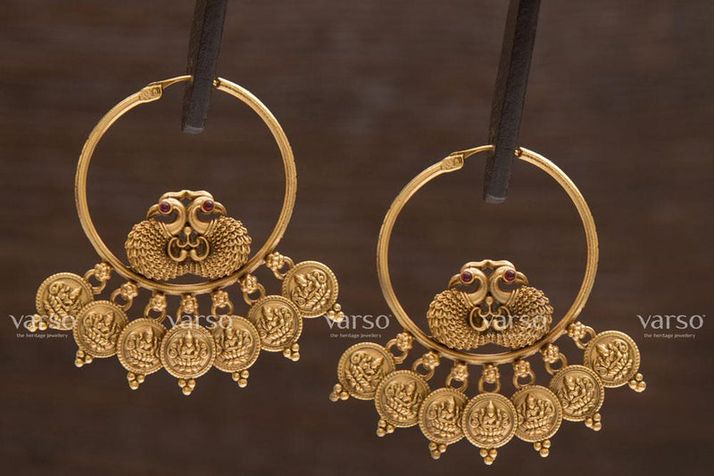 Varso Kempu Gold  Alloy  Dangler Earrings  - 211207