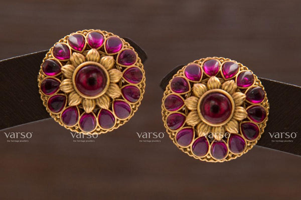 Varso Kempu Gold  Alloy  Studs Earrings  - 211217