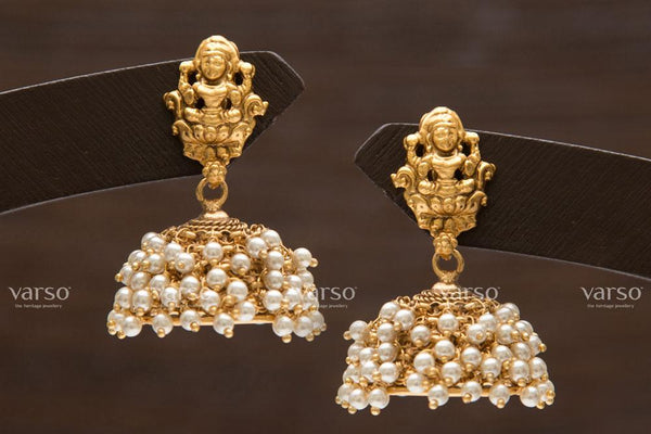 Varso  Gold  Alloy Pearl Jhumkas  Earrings  - 211227