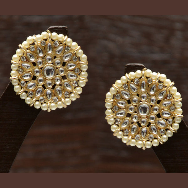 Varso Gold Plated Kundan Stone Stud Earrings