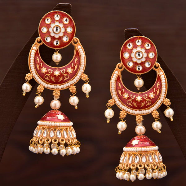 Varso Gold Plated Meenakari & Kundan Stone Dangler Earrings