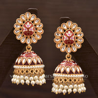 Varso Jhumki Pearl Kundan With Design Print   -  211275