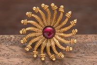 Varso Kempu Gold Antique Brass Alloy Adjustable Ring - 212022