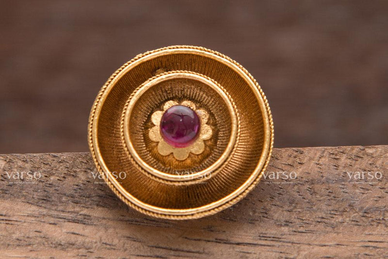 Varso Kempu Gold Antique Brass Alloy Adjustable Ring - 212024