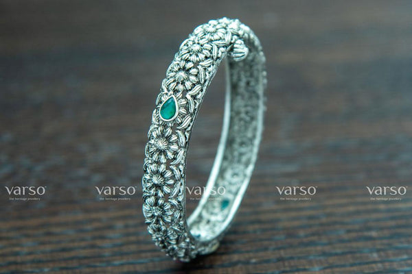 Varso Ruby & Emerald Silver Antique Brass Alloy Kada -215117