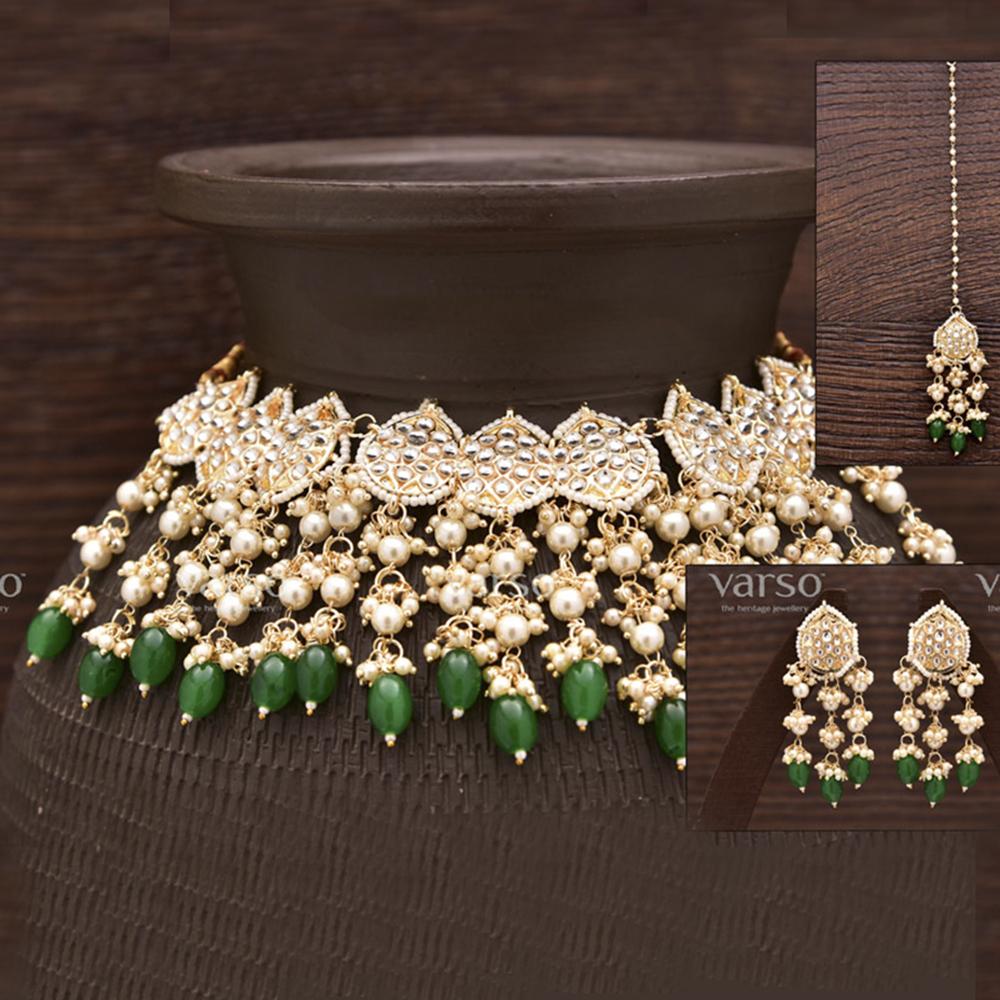 Varso Designer Kundan Chocker With Earrings and Mang Tika, Goregous Set  -  2162