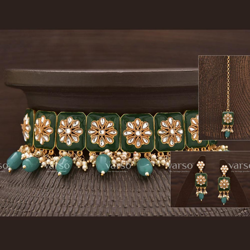 Varso Choker Kundan Beads latest Flower Design Necklace Set