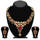 Soha Fashion Red And White Stone Drop Necklace Set - 2200406