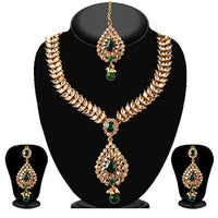 Soha Fashion White Necklace Set With Maang Tikka