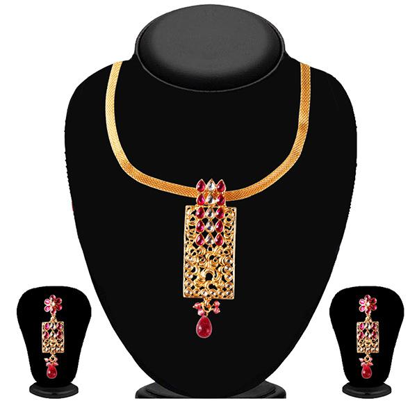 Soha Fashion Gold Plated Pink Kundan Pendant Set