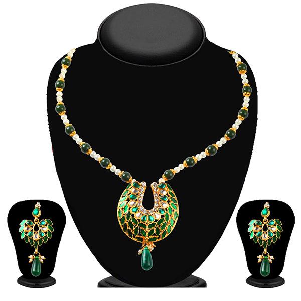 Soha Fashion Green Meenakari Kundan Necklace Set