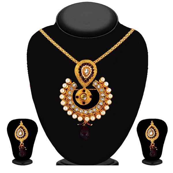 Soha Fashion Purple Austrian Stone Drop Pendant Set