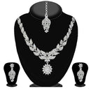 Soha Fashion White Stone Necklace Set With Maang Tikka - 2200804
