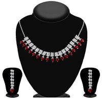 Soha Fashion Maroon & White Stone Necklace Set