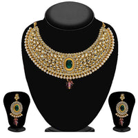 Tip Top Fashions Gold Plated Kundan Stone Necklace Set - 2201501