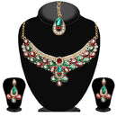 Soha Fashion Red Stone Necklace Set With Maang Tikka