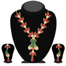 Soha Fashion Red Meenakari Stone Drop Necklace Set - 2201508