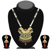 Soha Fashion Green Pota Stone Necklace Set