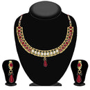 Soha Fashion Maroon And White Stone Drop Necklace Set