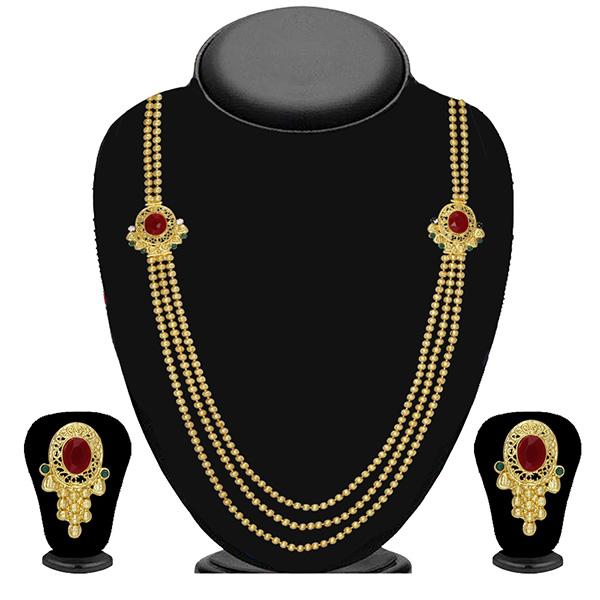 Soha Fashion Maroon Stone Necklace Set