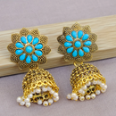 Mahavir Gold Plated Pota stone Jhumki Earrings