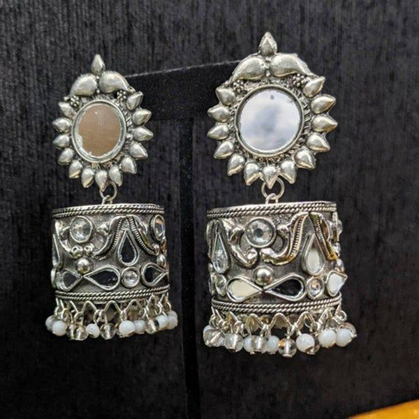 Vaamika Silver Plated Mirror Jhumki Earrings