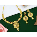 Mahavir Gold Plated Pota Stone Necklace Set