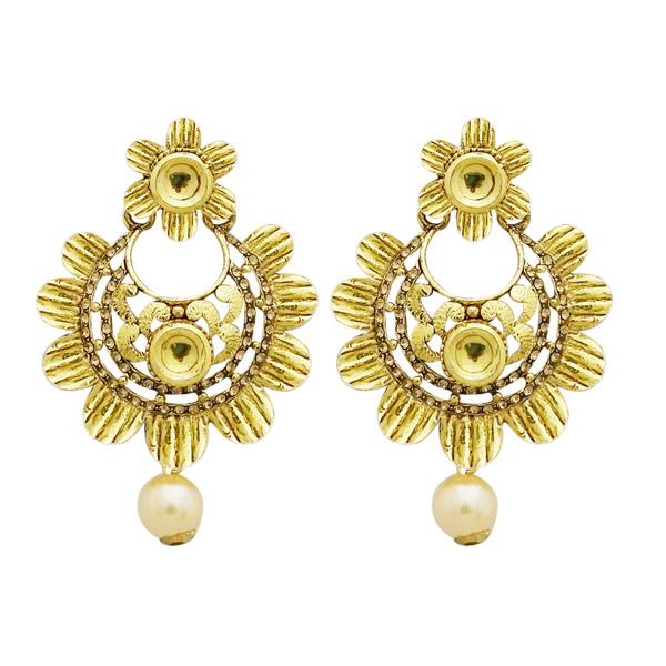 Jheel Austrian Stone Kundan Pearl Drop Dangler Earrings - 2900204A