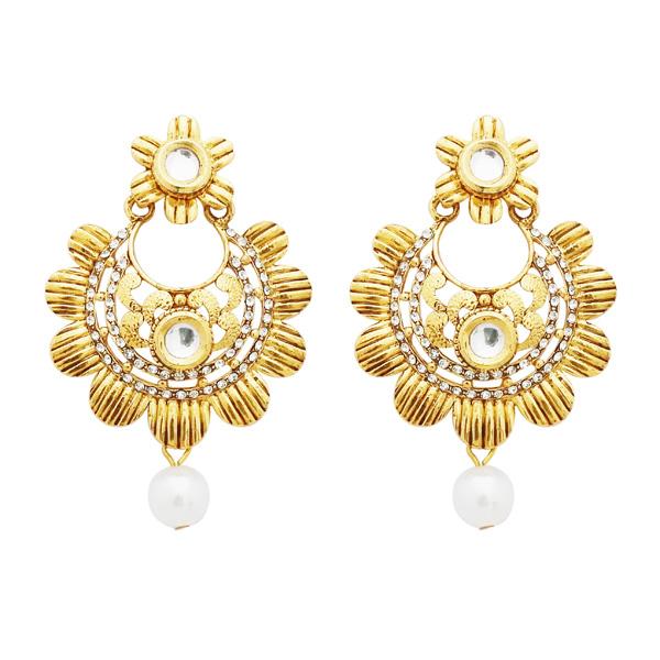 Jheel Austrian Stone And Kundan Pearl Drop Dangler Earrings - 2900204B