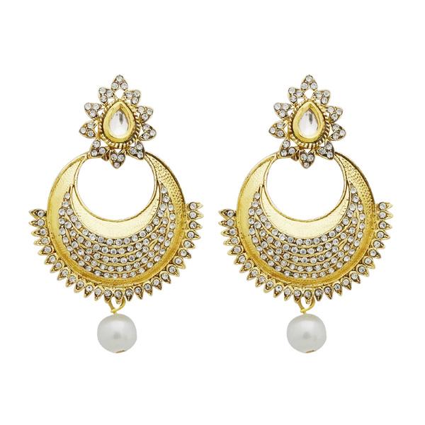 Jheel Austrian Stone And Kundan Pearl Drop Dangler Earrings - 2900205B