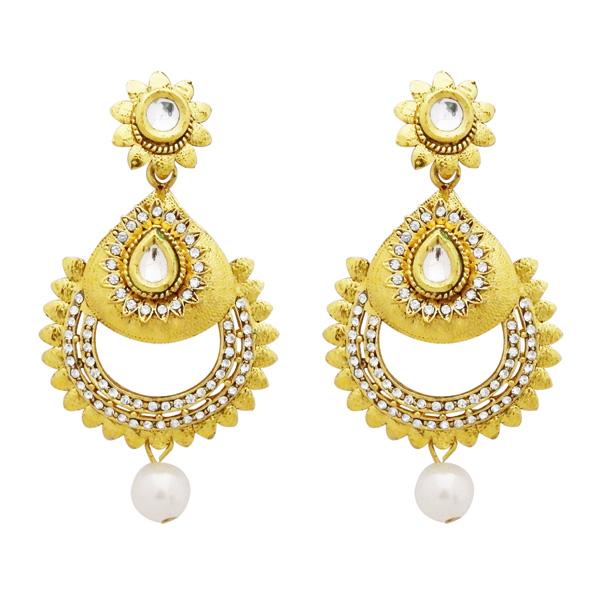 Jheel Austrian Stone And Kundan Pearl Drop Dangler Earrings - 2900207B