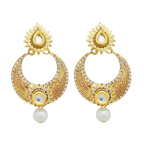 Jheel Austrian Stone And Kundan Pearl Drop Dangler Earrings - 2900209B