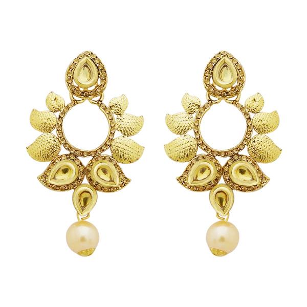 Jheel Austrian Stone Kundan Pearl Drop Dangler Earrings - 2900210A
