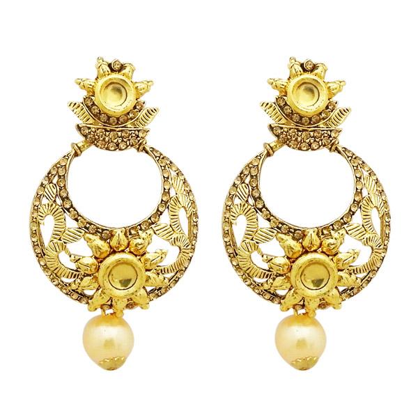 Jheel Austrian Stone Kundan Pearl Drop Dangler Earrings - 2900211A