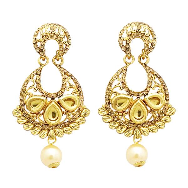 Jheel Austrian Stone Pearl Drop Dangler Earrings - 2900214A