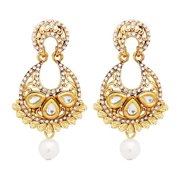 Jheel Austrian Stone Pearl Drop Dangler Earrings - 2900214B