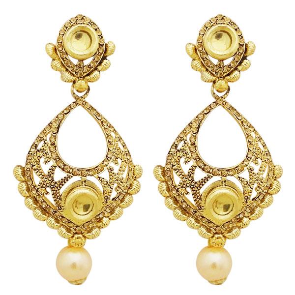 Jheel Austrian Stone Pearl Drop Dangler Earrings - 2900217A